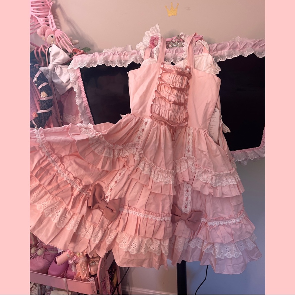 lolita sweet pink ribbon dress - Picture 4 of 4